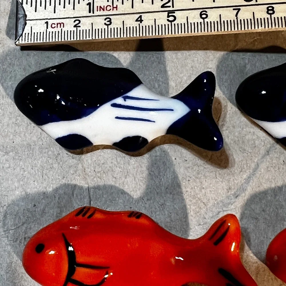 Fish Chopstick Rests Multicolor Ceramic Hand Painted Set of 6